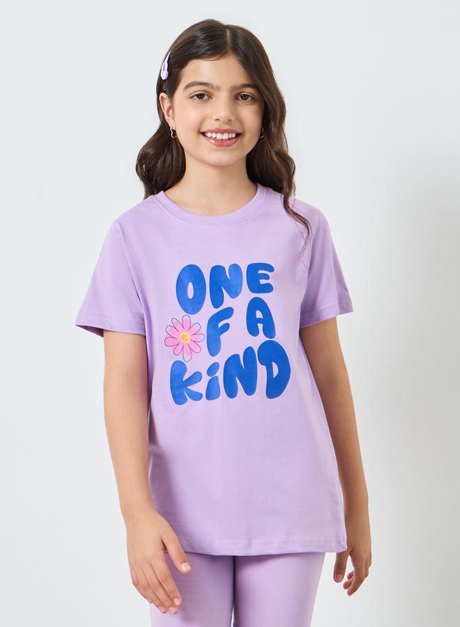 ستايلي طقم شورت ركوب دراجات وتيشيرت جرافيك للبنات - Image 2